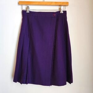 Vintage Talbots Wool Purple Pleated Wrap Skirt size 4